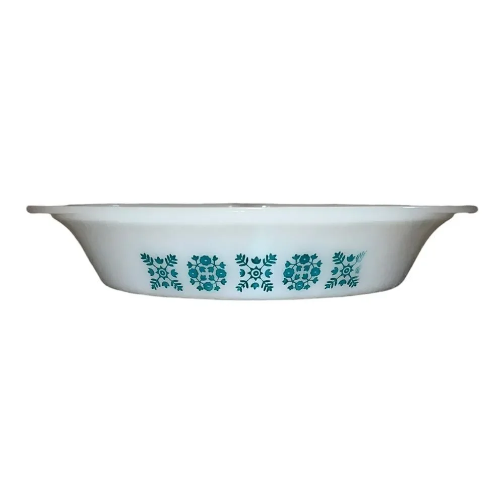 Glasbake J-239 Divided Casserole White Floral Milk Glass Casserole Dish Vintage